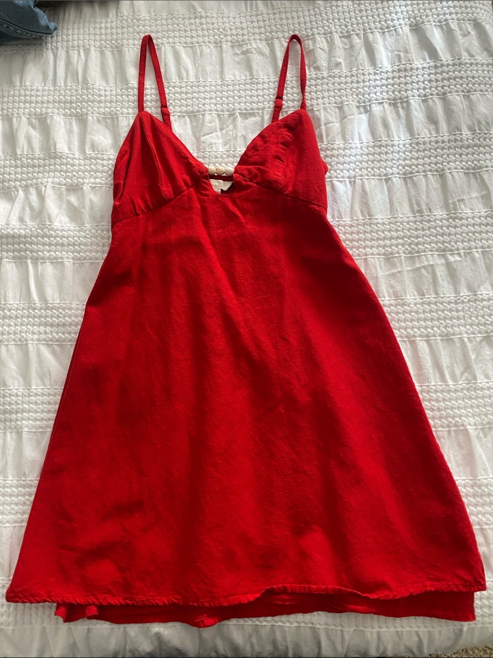 Red V-Neck Sun Dress with Adjustable Spaghetti Straps